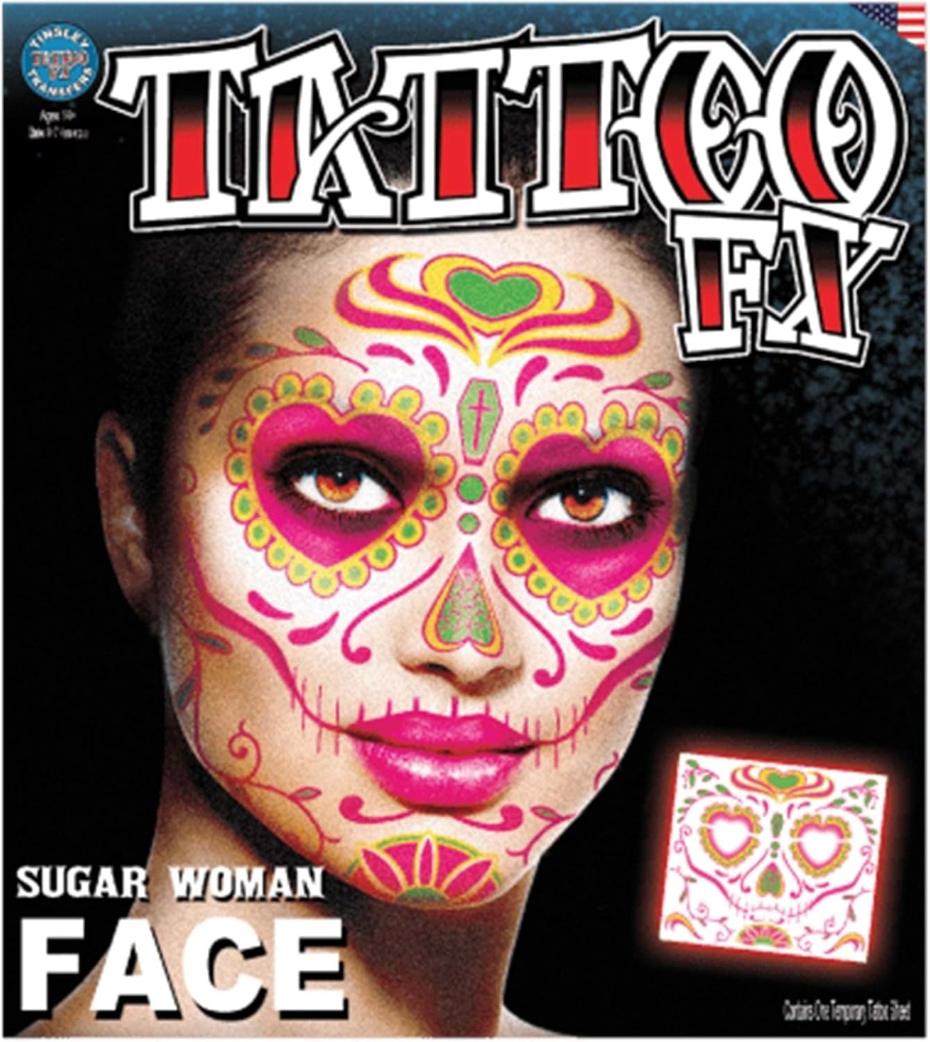 Sugar Woman Face Tattoo FX Makeup Fancy Dress Up Halloween Costume Accessory