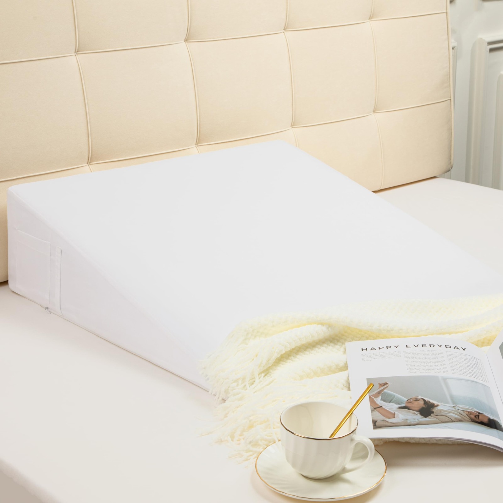 NookZuzu White Wedge Pillow Case Cover,Bed 25 x 25 x 10,