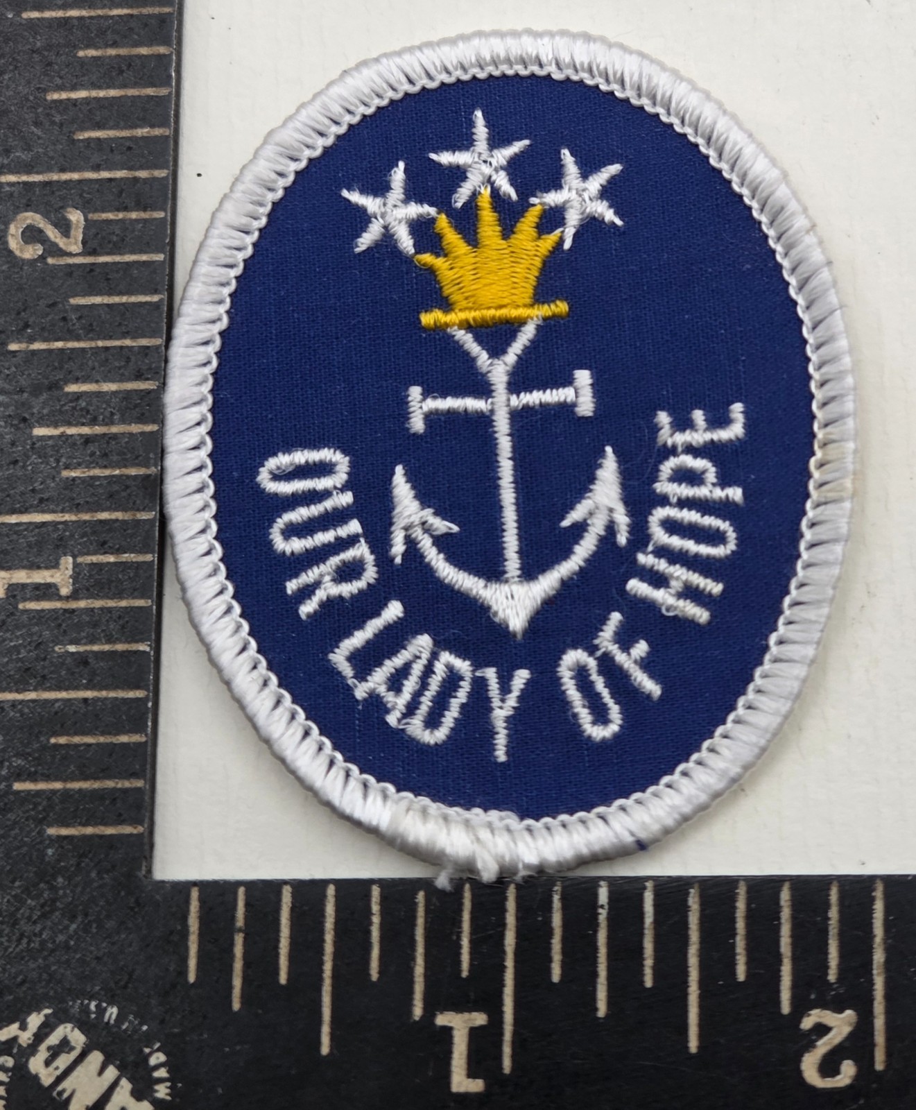 Our Lady of the Sea Navy Patch Religious Marian Anchor Crown Stars Sew On