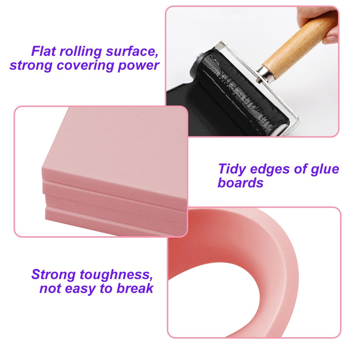 4 PCS Rubber Carving Linoleum Blocks Rectangular Stamp Printing Tools Set