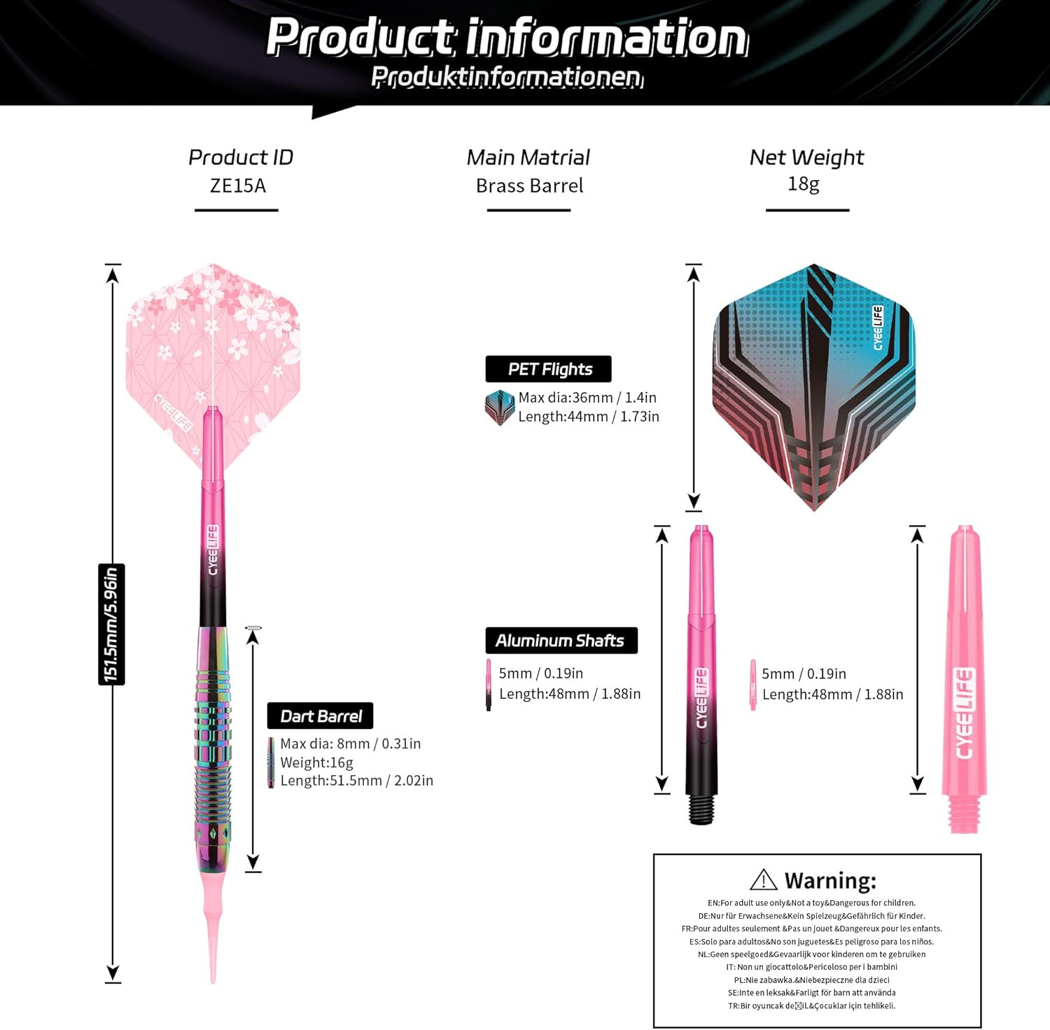 Soft Tip Darts Set - Professional Darts Plastic Tip Sets with Brass Barrel + 6 S