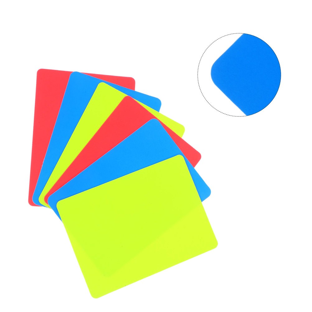 6Pcs Durable Soccer Referee Cards PVC Red Yellow Blue Judge Accessory Set