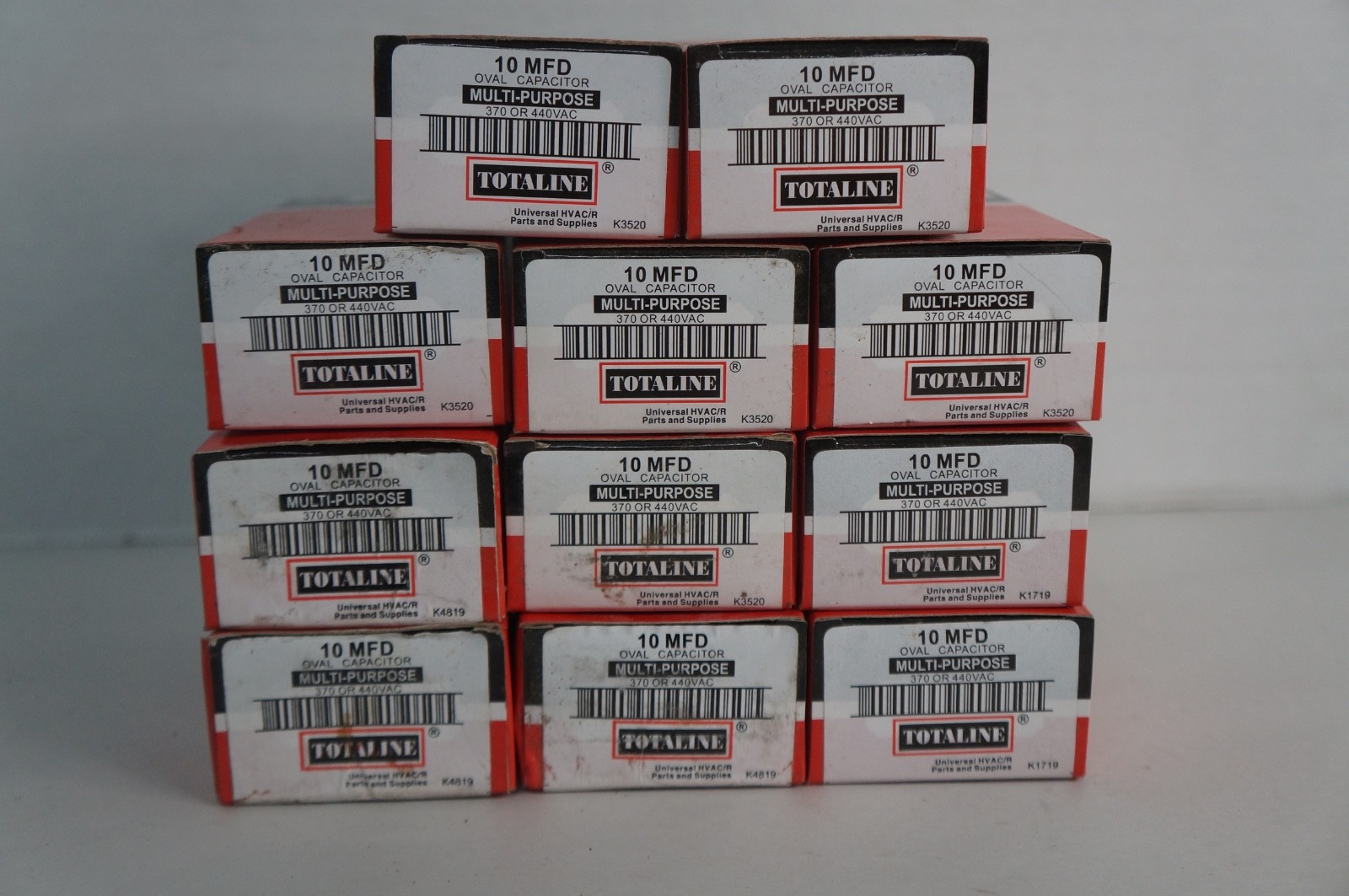 Lot of 11 Totaline P291-1004 10-MFD Oval Capacitor Multi-purpose 370 or 440VAC