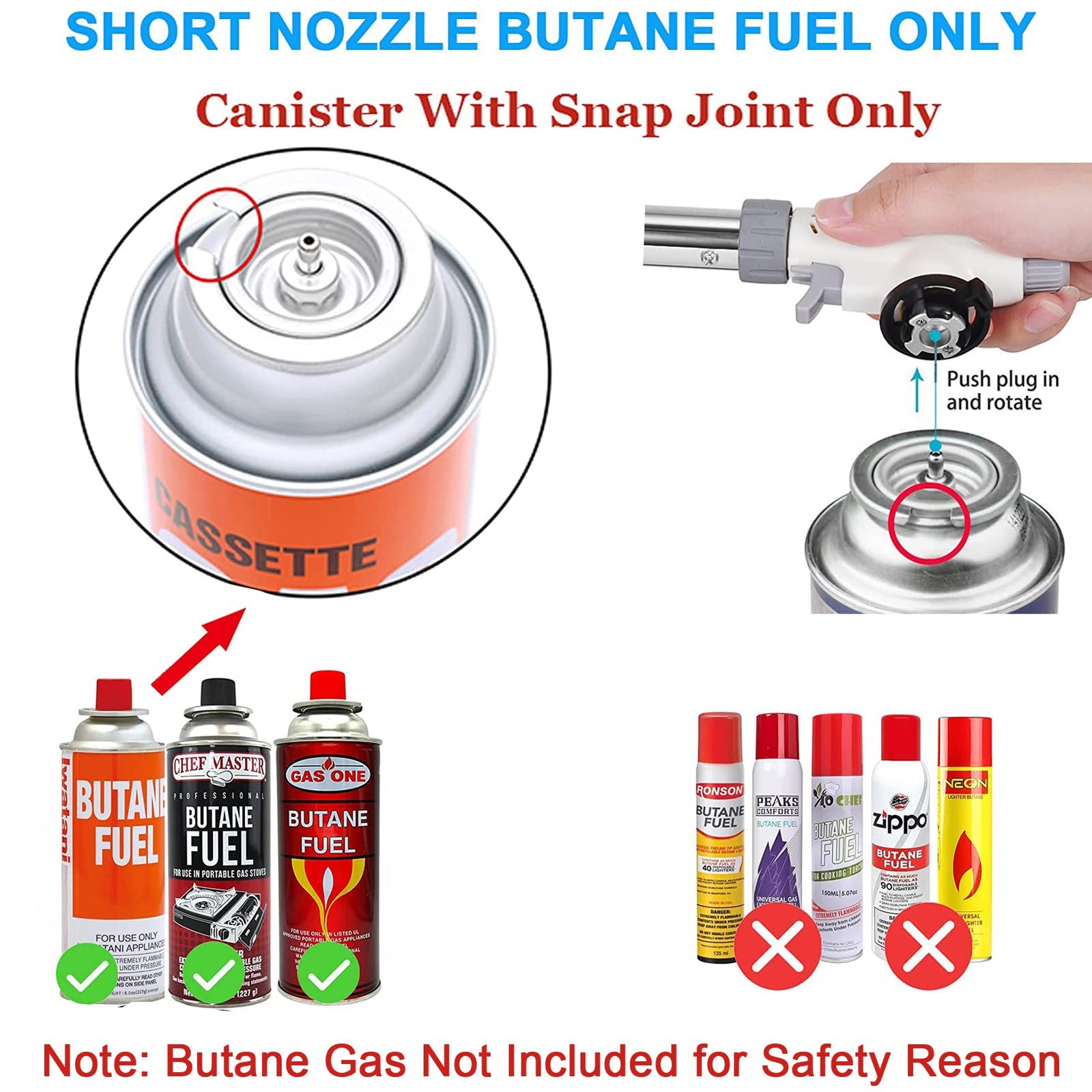 Butane Torch for Cooking, BBQ, Baking, DIY Soldering - Adjustable Flame