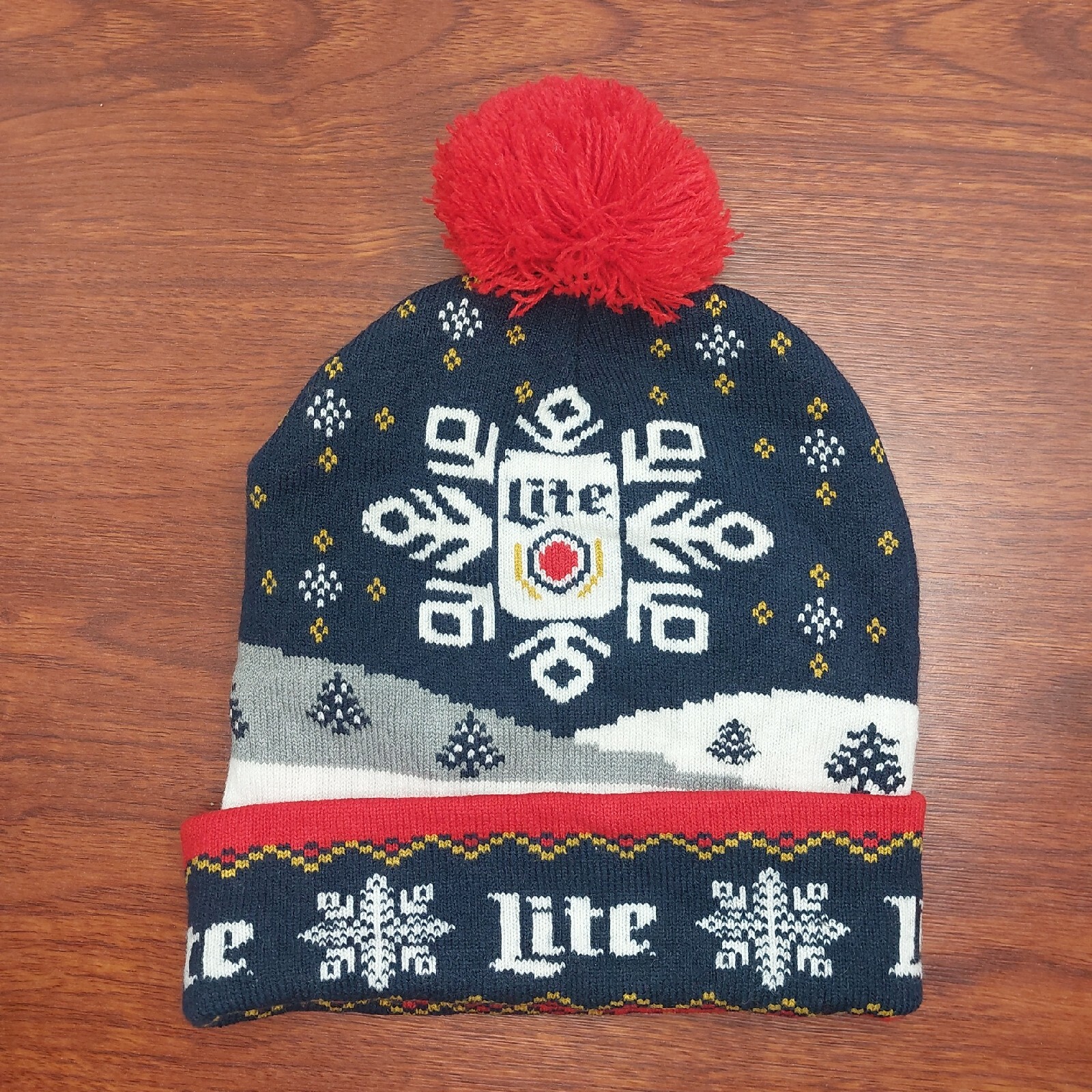 Miller Lite Winter Knit Beanie Hat Cap Pom