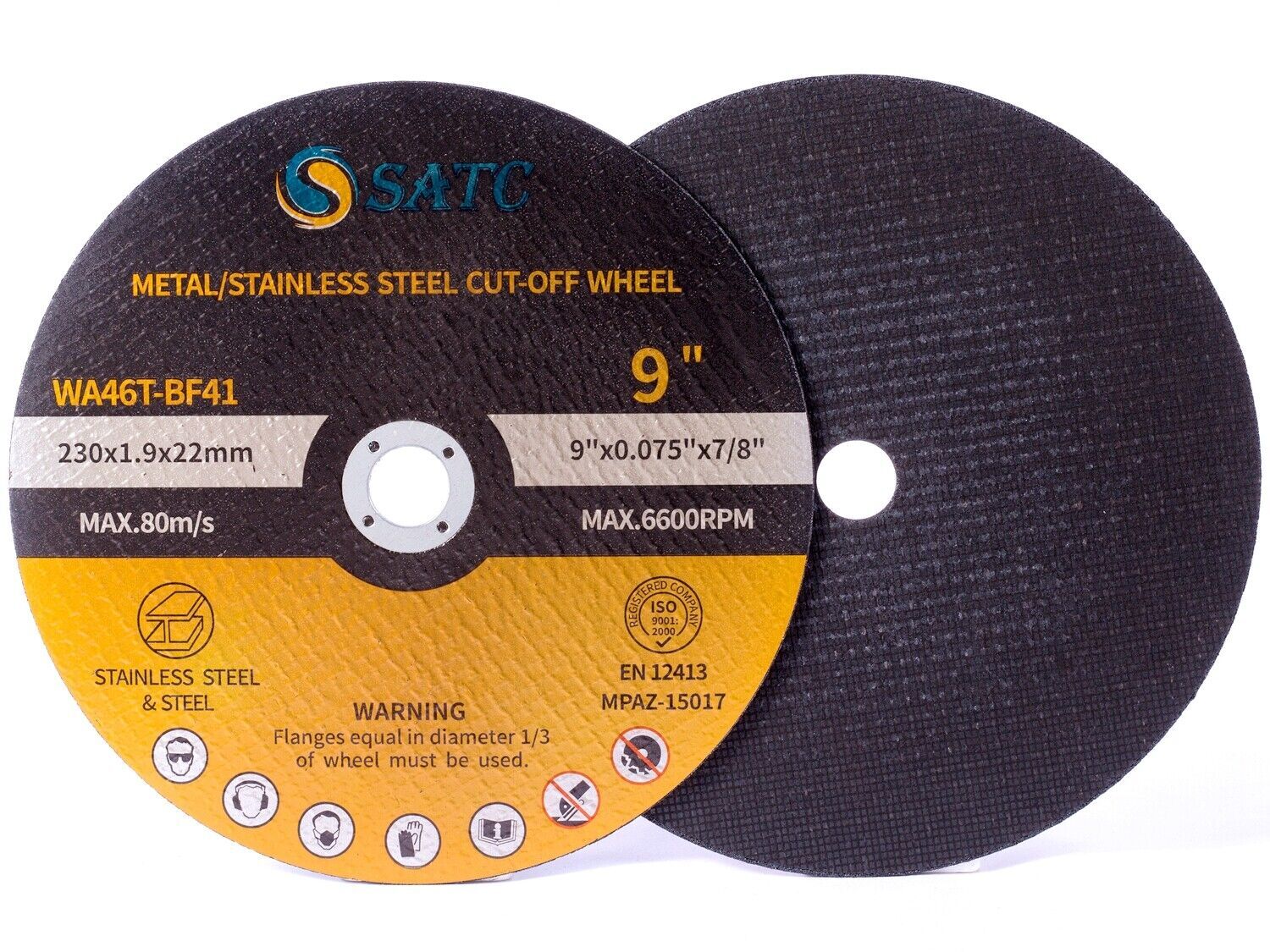 10 Pack 9" x .075" x 7/8" Cut-off Wheels 230MM For General Purpose Metal Cutting