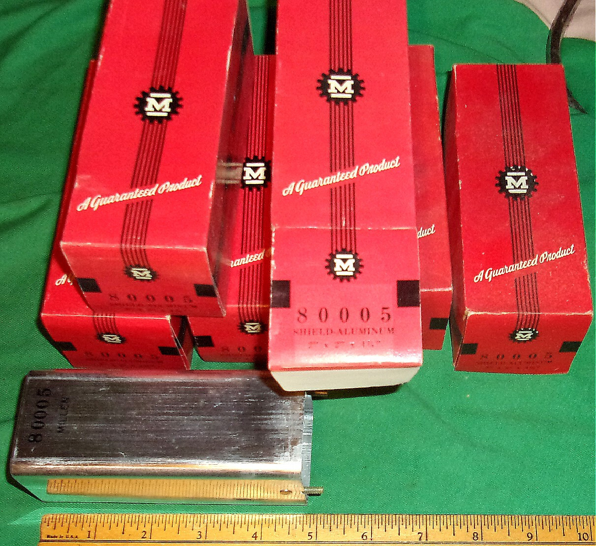 (6) NOS James Millen Aluminum Shield 2 X 2 X 4 7/8 Inch w/cartons