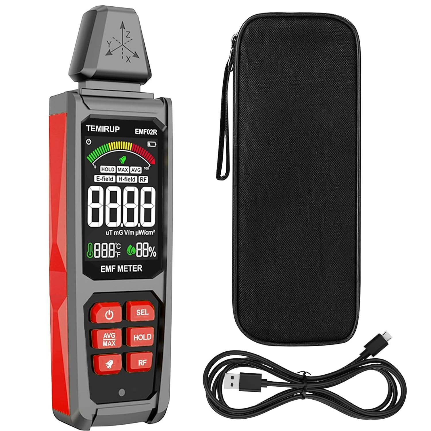 5-in-1 EMF Detector, Handheld EMF Meter Radiation Detector