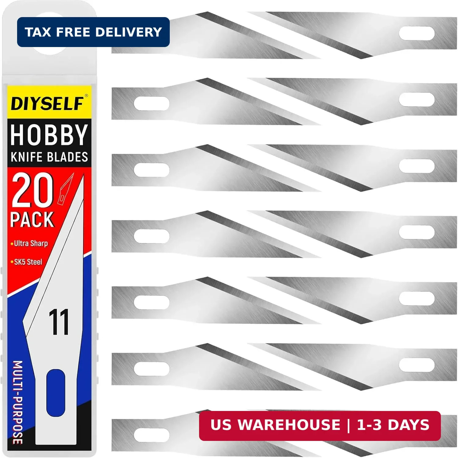 DIYSELF 20PCS Craft Knife Blades, SK5 Carbon Steel #11 Exacto Knife Blades Refil