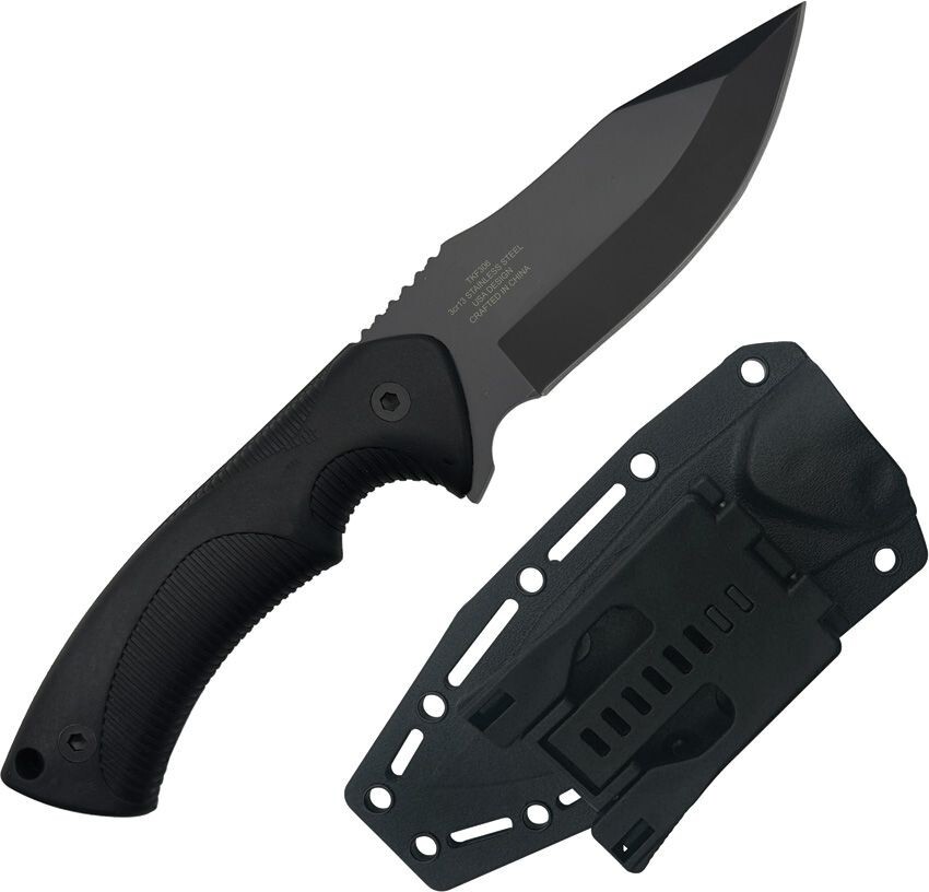 Takumitak Fit Fixed Knife 4.25" Black 3Cr13 Steel Full Blade Black FRN Handle