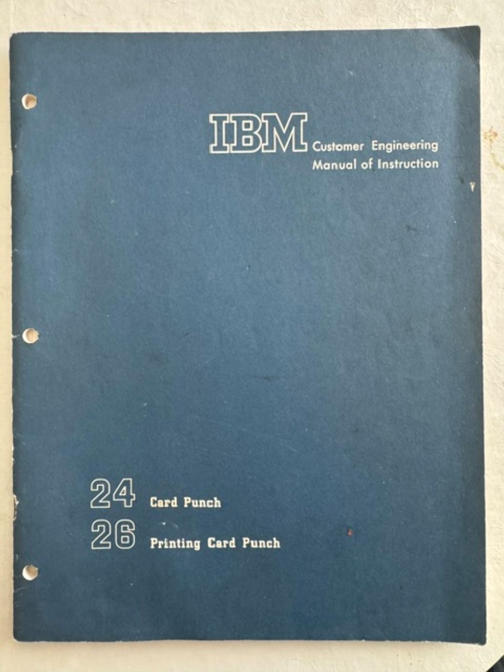 Vintage 1962 IBM Computer 24 Card Punch 26 Printing Card Punch Instruction Manul