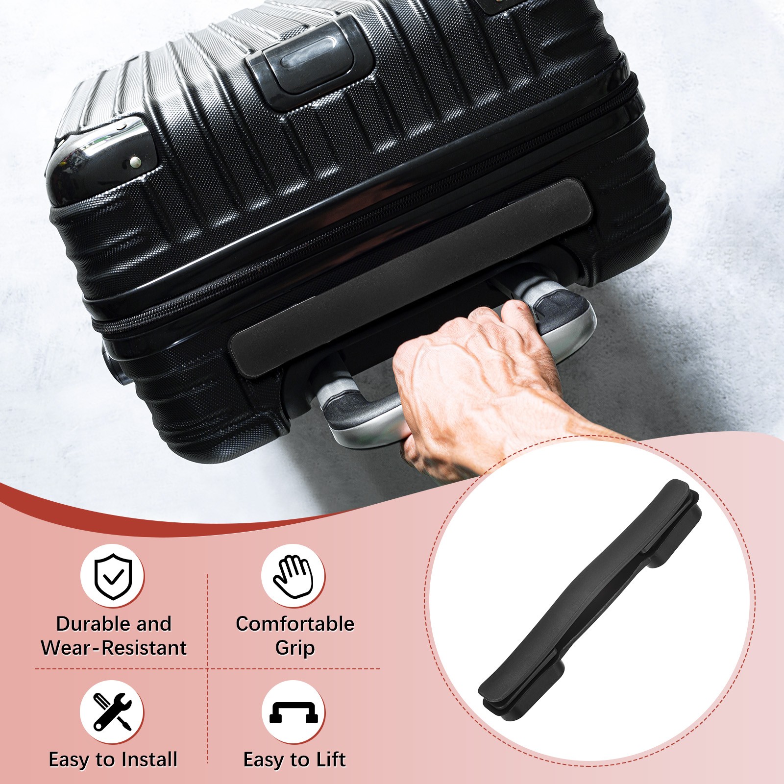 1PCS Luggage Replacement Handle for Suitcase - [Black-8.5IN]