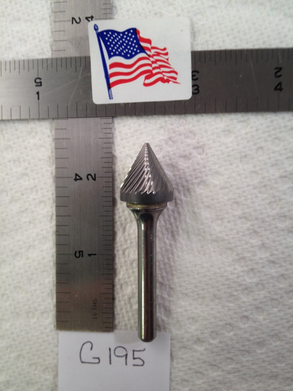 1 NEW FALCON / SGS 1/4" SHANK CARBIDE BURR SJ-6 SINGLE CUT 60° ANGLE. USA (G195)