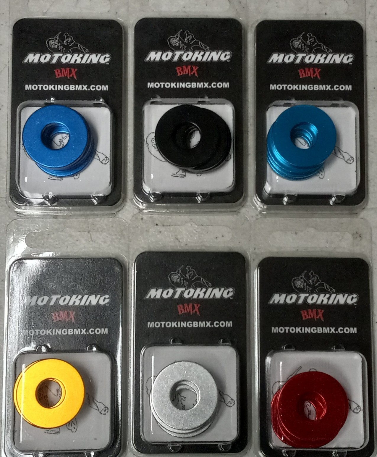 MOTOKING BMX RETRO ALLOY AXLE WASHERS 4 PK 3/8 /10mm DARK BLUE
