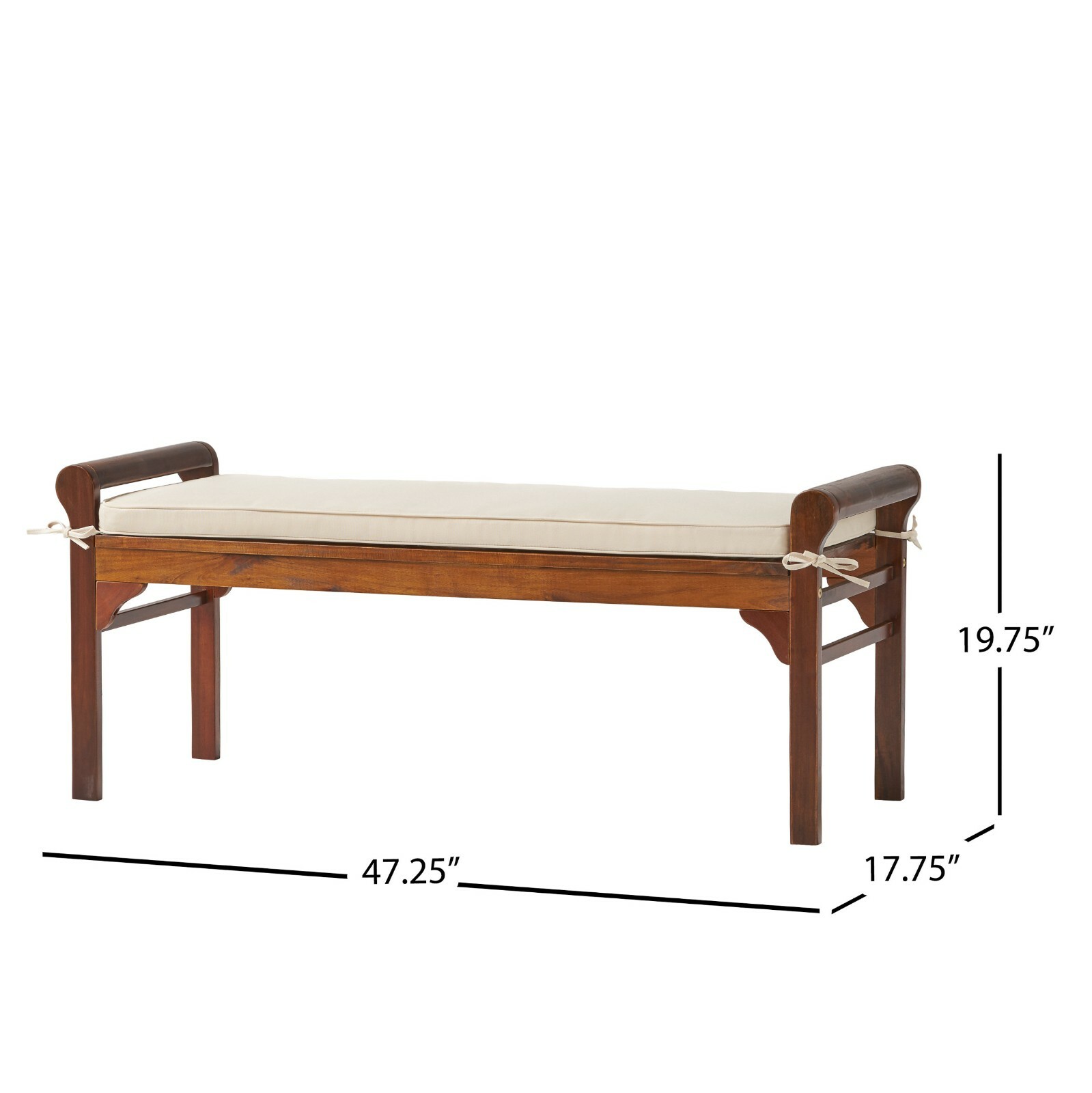 Dixon Rustic Acacia Wood Bench with Cushion