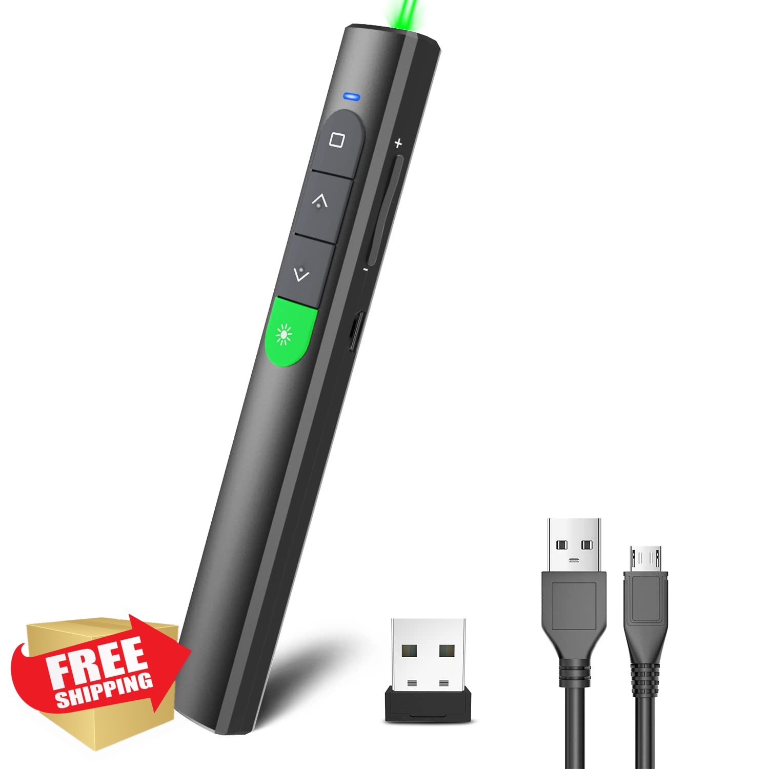 Wireless Presentation Clicker Rechargeable Green Laser Pointer PPT Remote