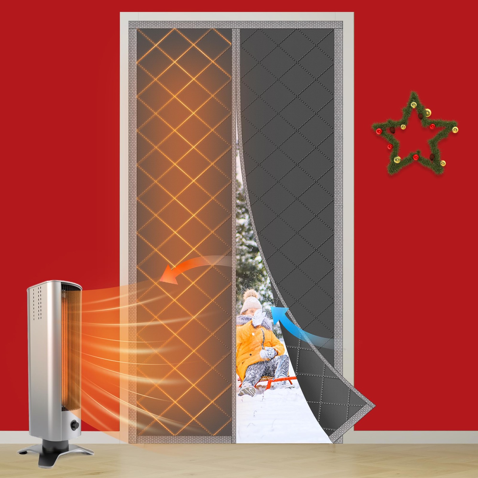 Magnetic Thermal Insulated Door Curtain for Winter - Fits Door Size 36" x 80"...