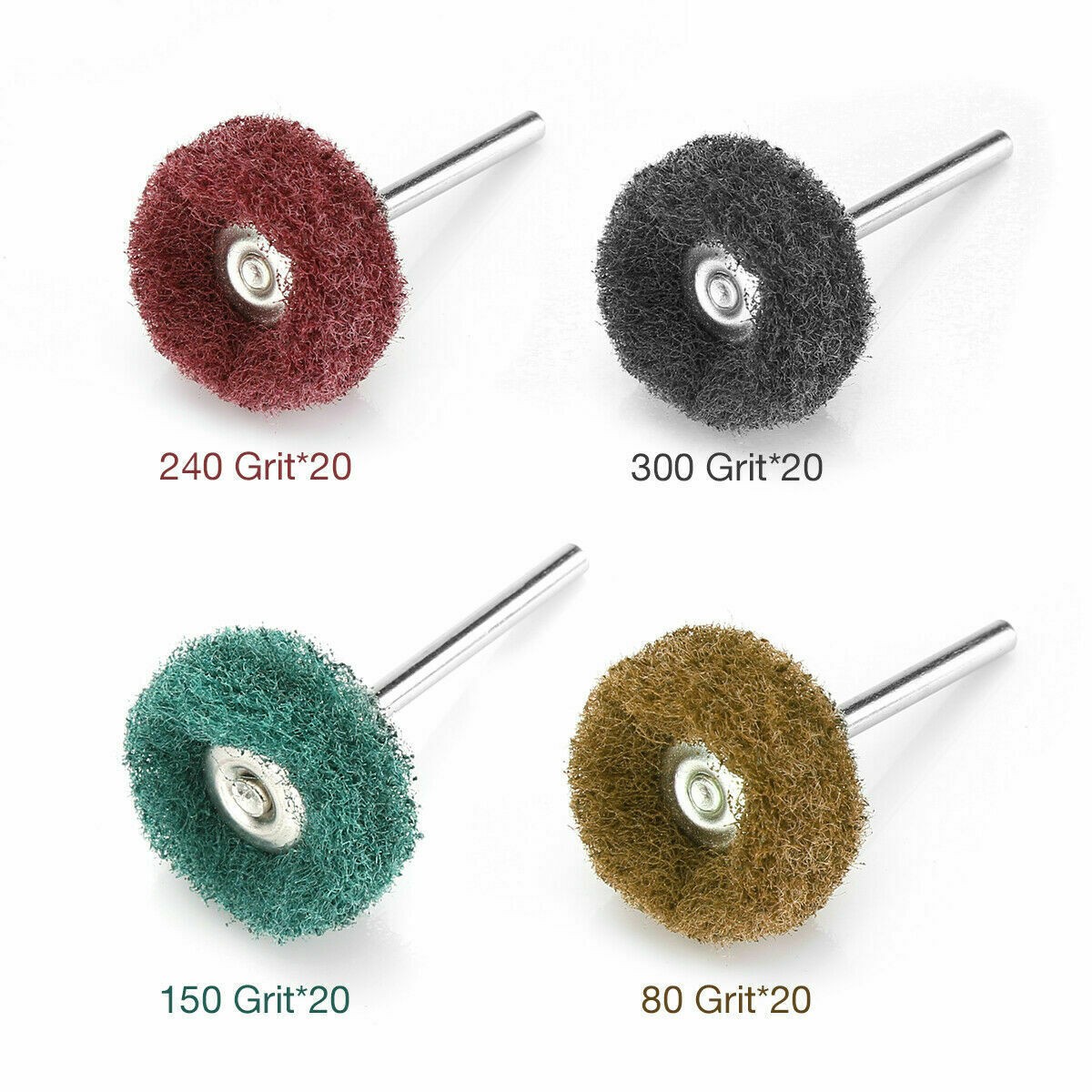 80Pcs Mini Abrasive Buff Wheel Grinding Polishing Shank Craft Bits Rotary Tool r