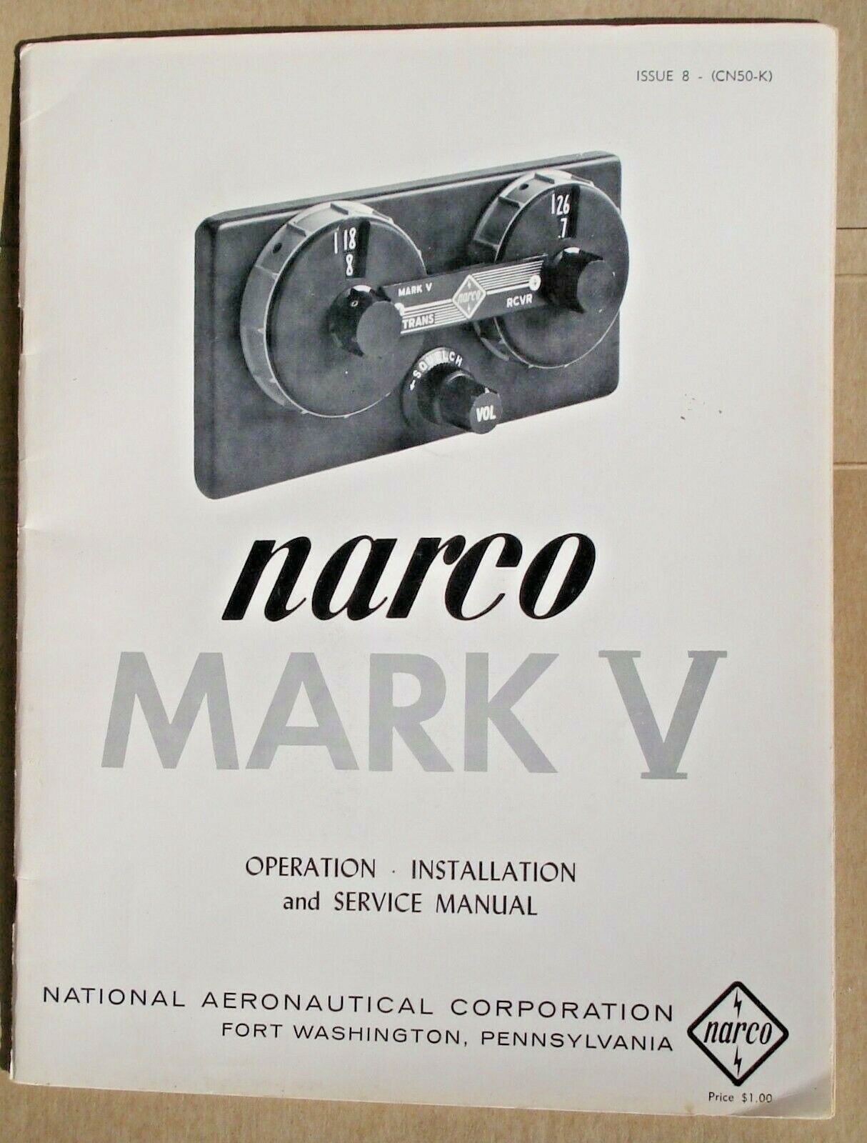 Narco Mark V Operation Installation Service Manual CN50K Issue 8 (Vtg 1961)