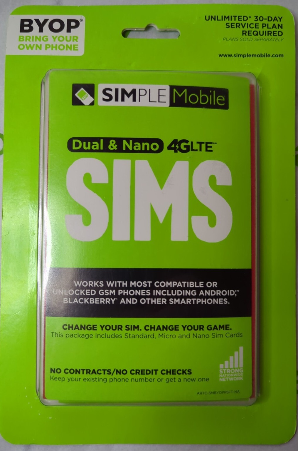 Simple Mobile by T-Mobile 4G LTE Bring Your Own Phone Sim Card Dual & Nano Sims