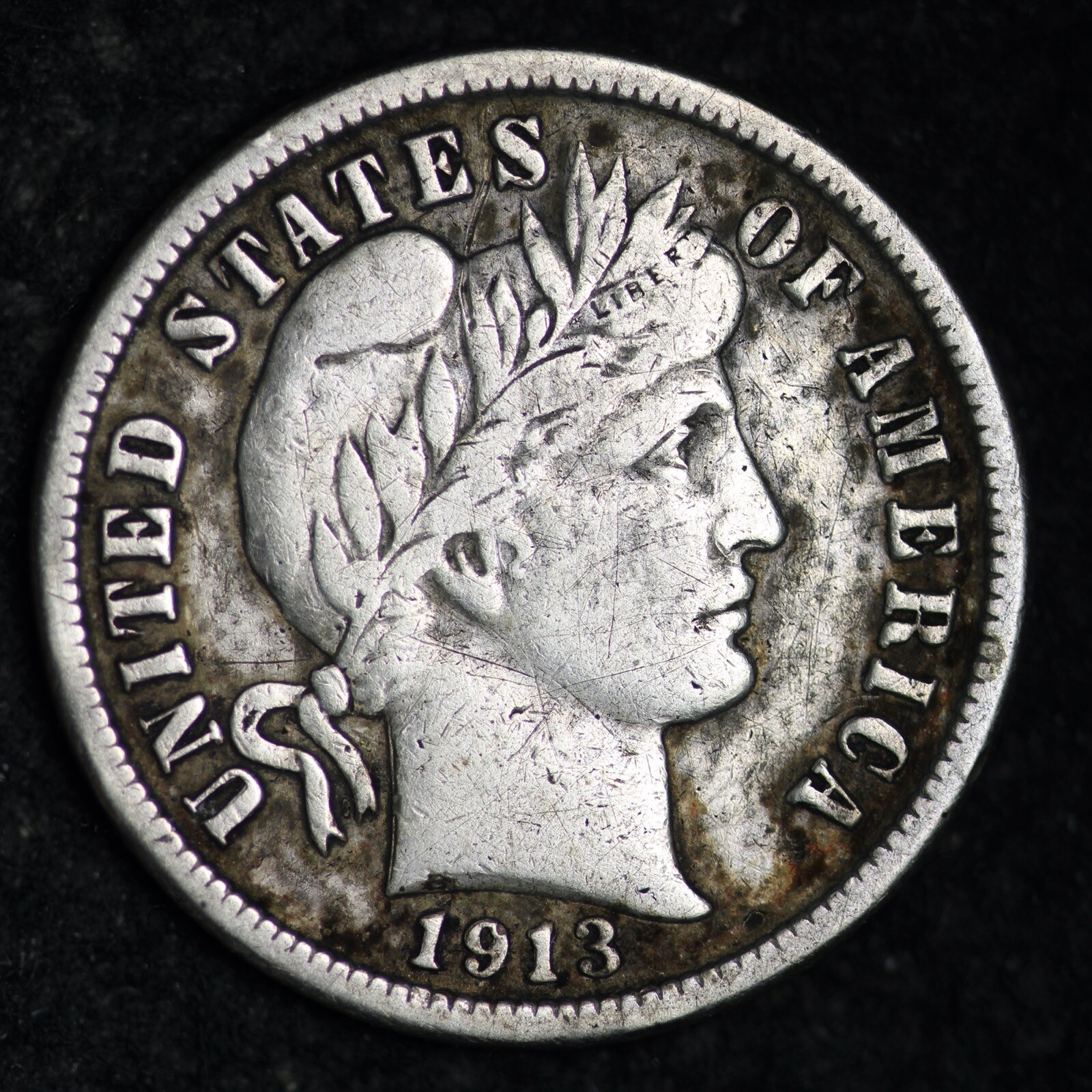1913 Barber Silver Dime CHOICE XF E330 ADB