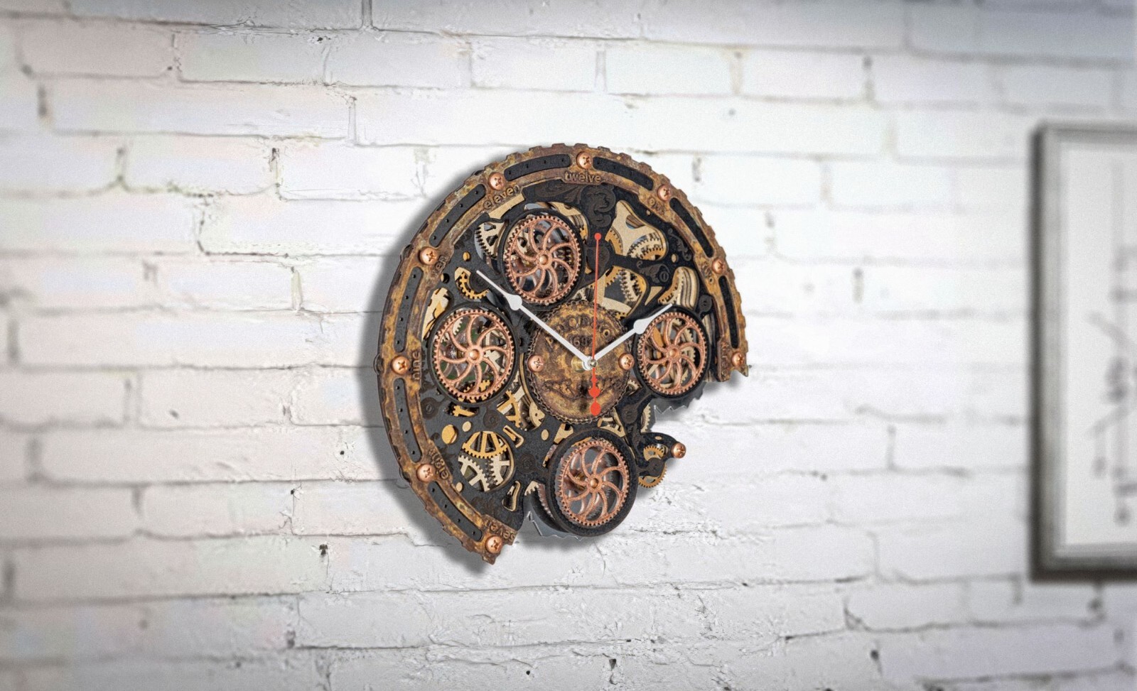 Automaton Bite 1682 "Underwater" Rust Nautical Wall Clock Moving Gears Loft Art