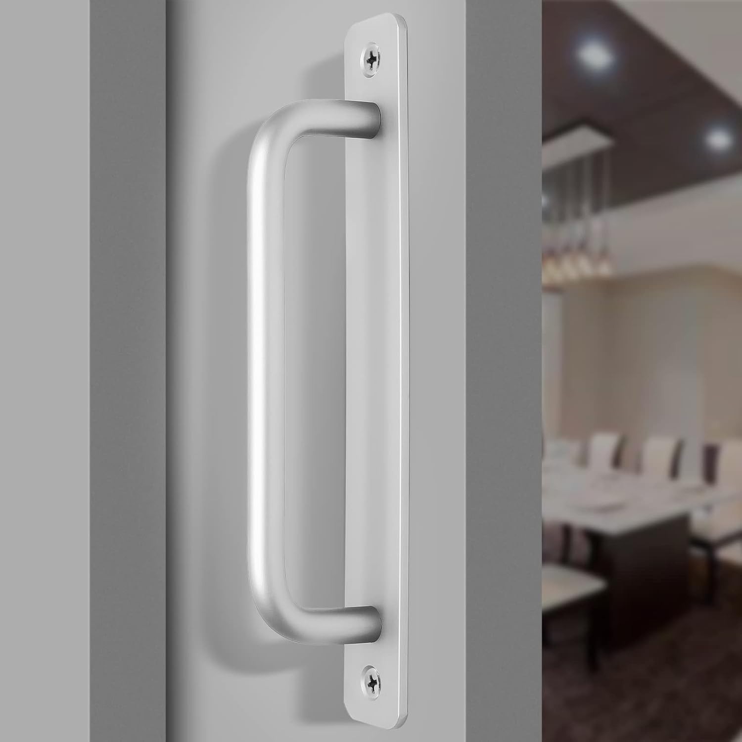 Stylish Sliding Barn Door Handle Set - 7.1 Inch Silver Pulls for Versatile Use
