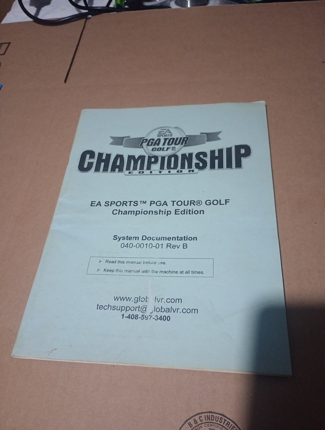 EA Sports PGA Golf Championship Edition Original Arcade Game Manual