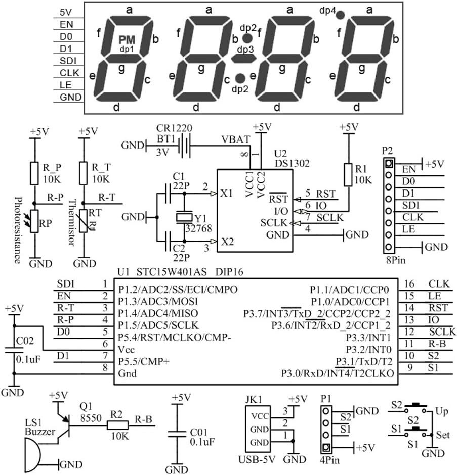 4-Digit Digital Green LED Electronic Alarm Clock DIY Kit Soldering Practice