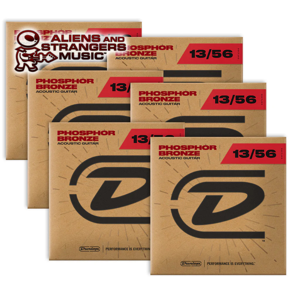 6 Sets! Dunlop Acoustic Phosphor Bronze Guitar Strings 13-56, DAP1356
