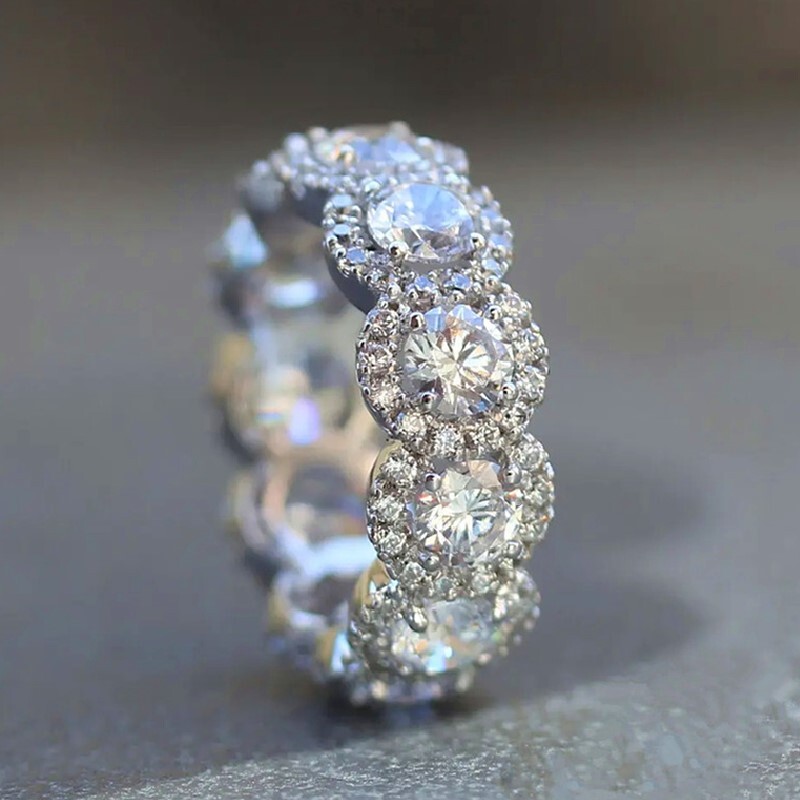 Elegant Wedding 925 Silver Filled Rings Cubic Zirconia Women Jewelry Size 6-10