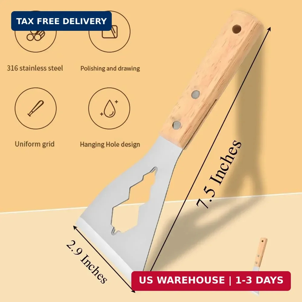 Ouliget Paint Scraper Tool,Stainless Steel Stiff Putty Scraper with Wood Handle,