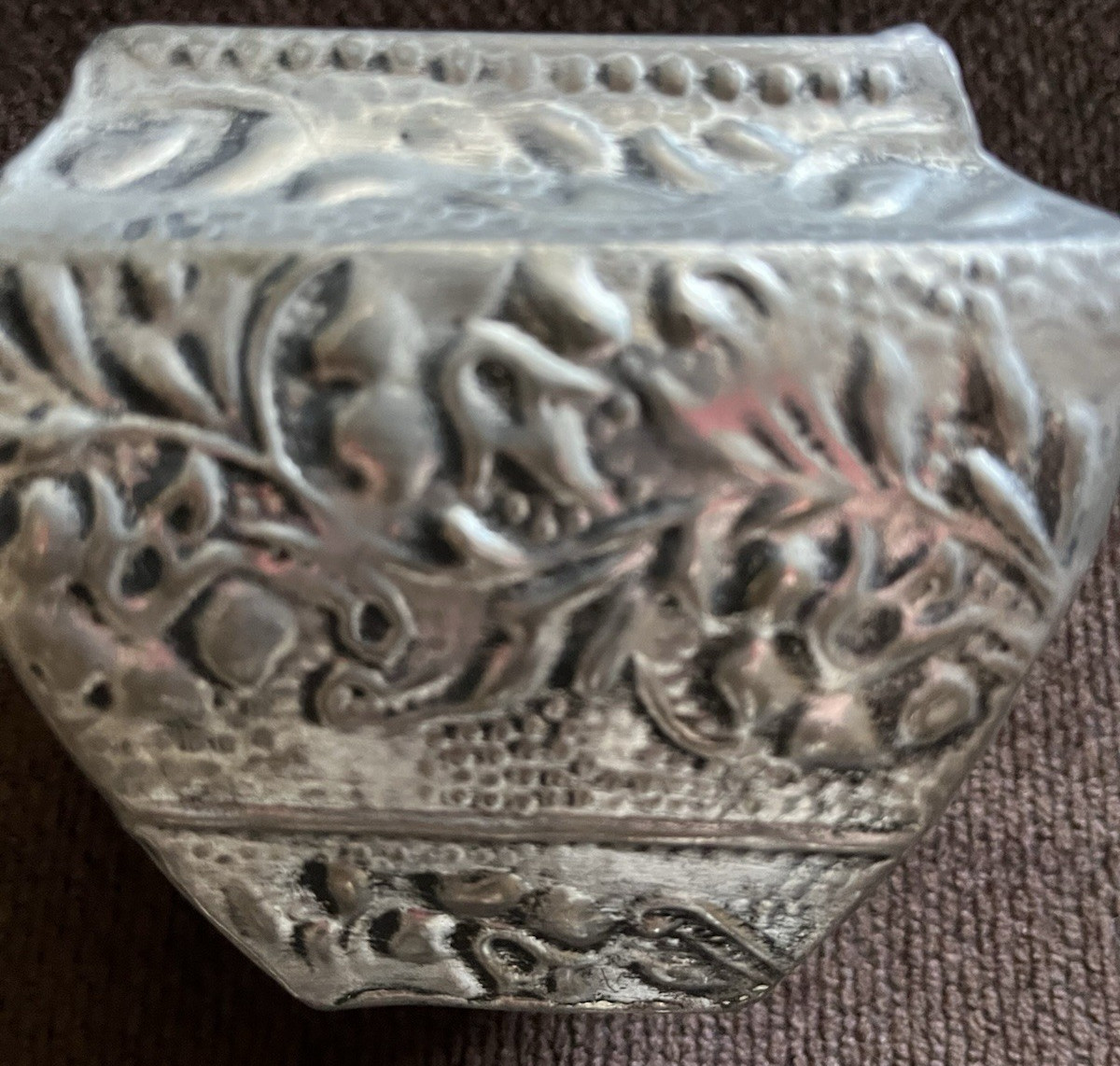 India Metal Vase Small Embossed
