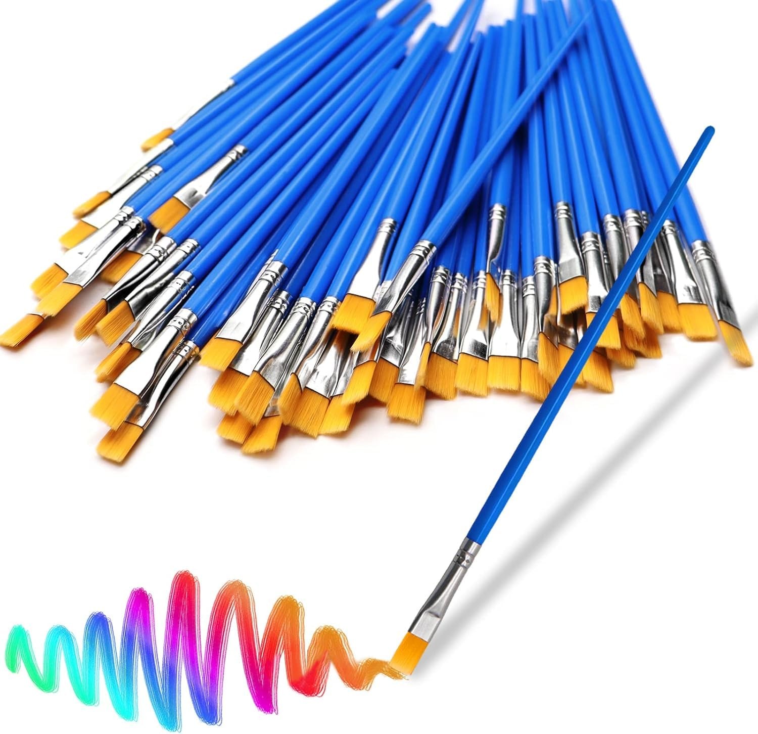 30Pcs Small Paint Brushes Kids for Acrylics Painting, Flat Nylon Hair Paint B...