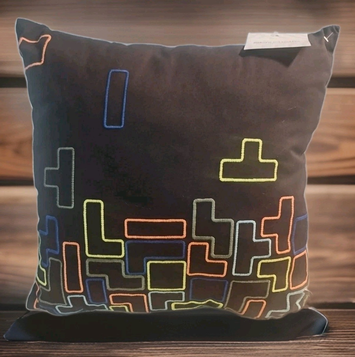 NEW TETRIS Embroidered Throw Pillow Multicolored  Makers Collective 18x18 Target