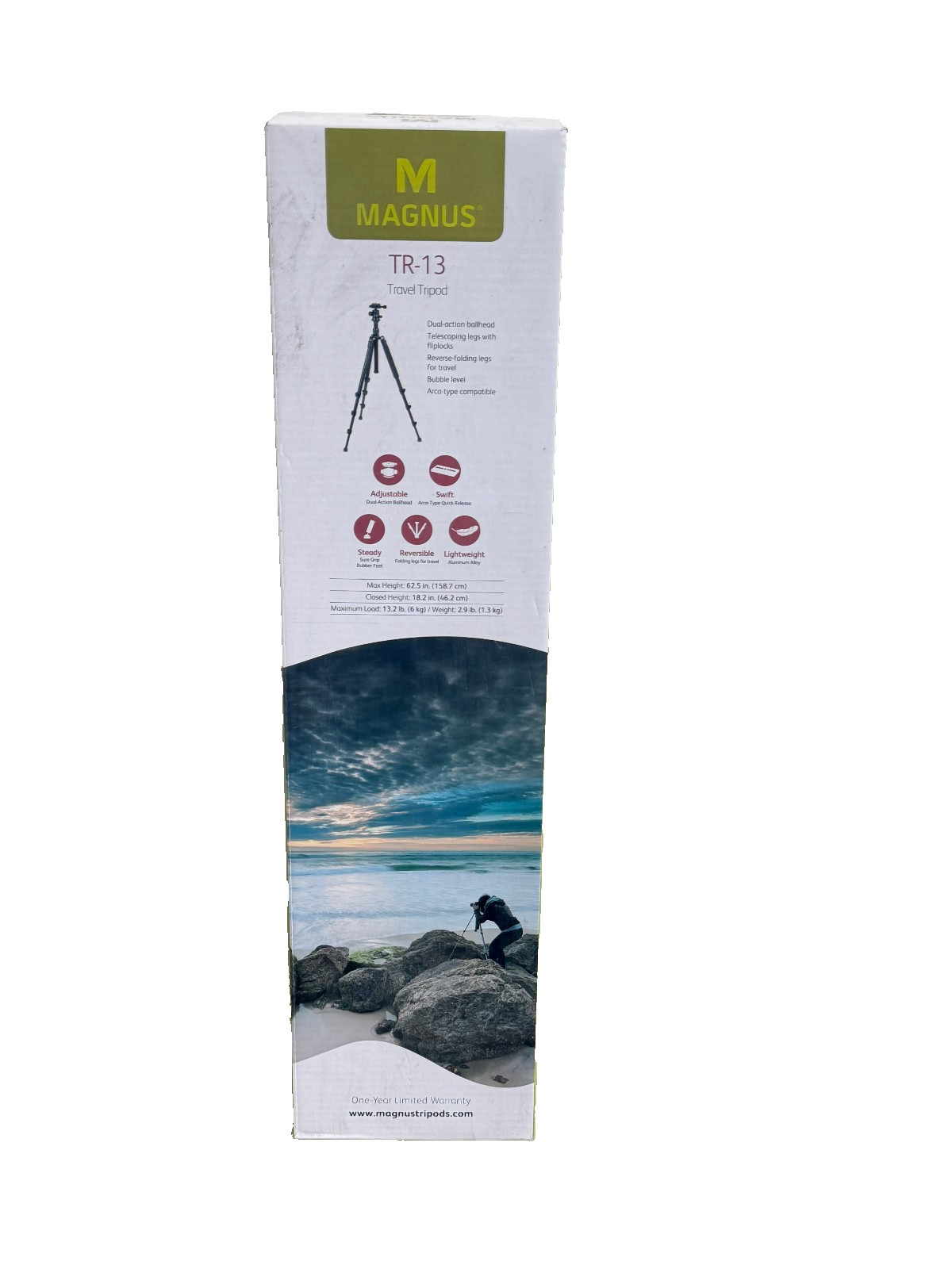Magnus TR-13 Travel Tripod Dual Action Ballhead NEW*Check Description