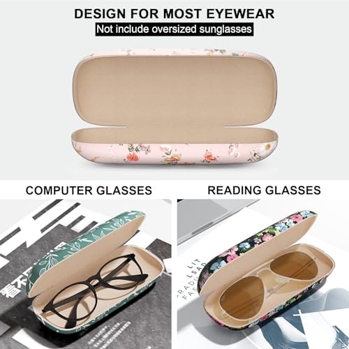 Eyeglasses Case, Hard Shell Protective Case for 3 Pack-watercolor Flowers