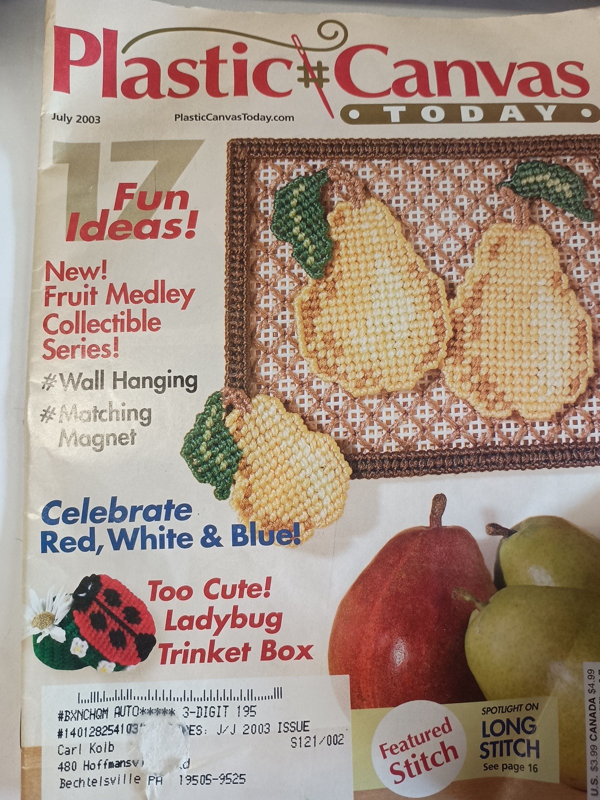 Plastic Canvas Today Pattern Magazine Lady Bug Trinket Box  July 2003 O11