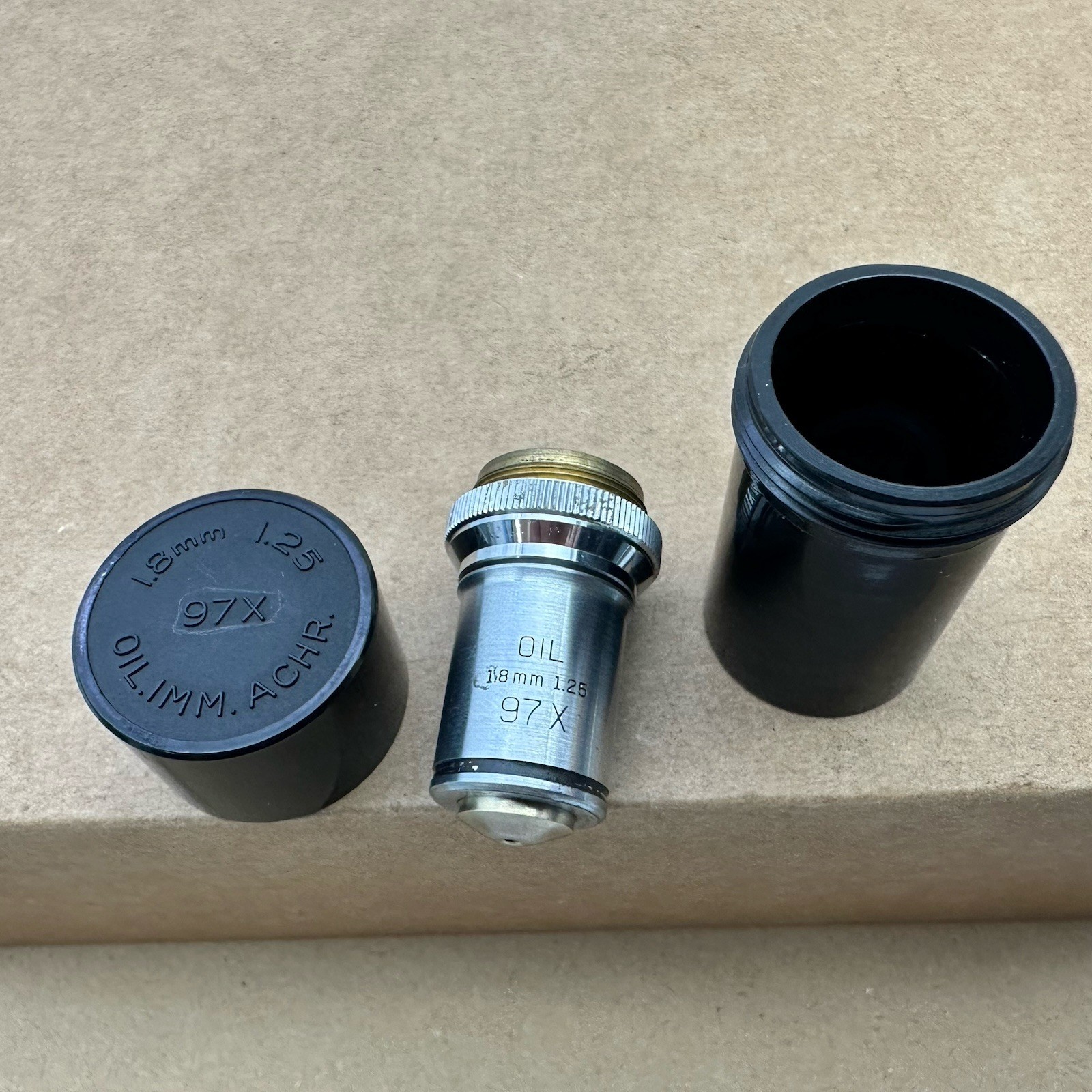 Bausch Lomb 1.8mm 1.25 OIL 97X Microscope Objective Rochester NY With Case