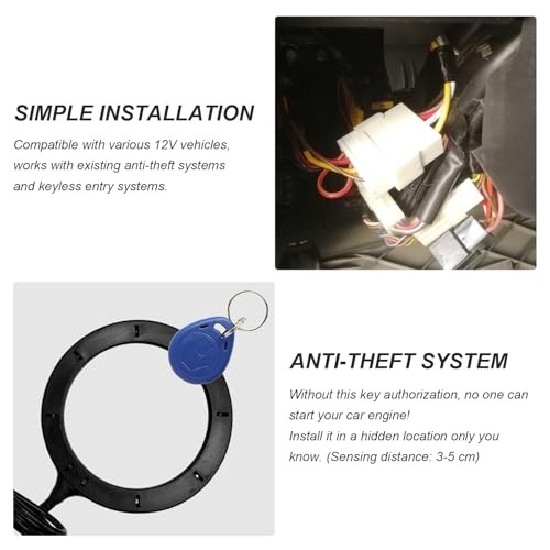 Car Push Engine Start Button Kit, Anti-Thief Auto Alarm System Smart RFID Push