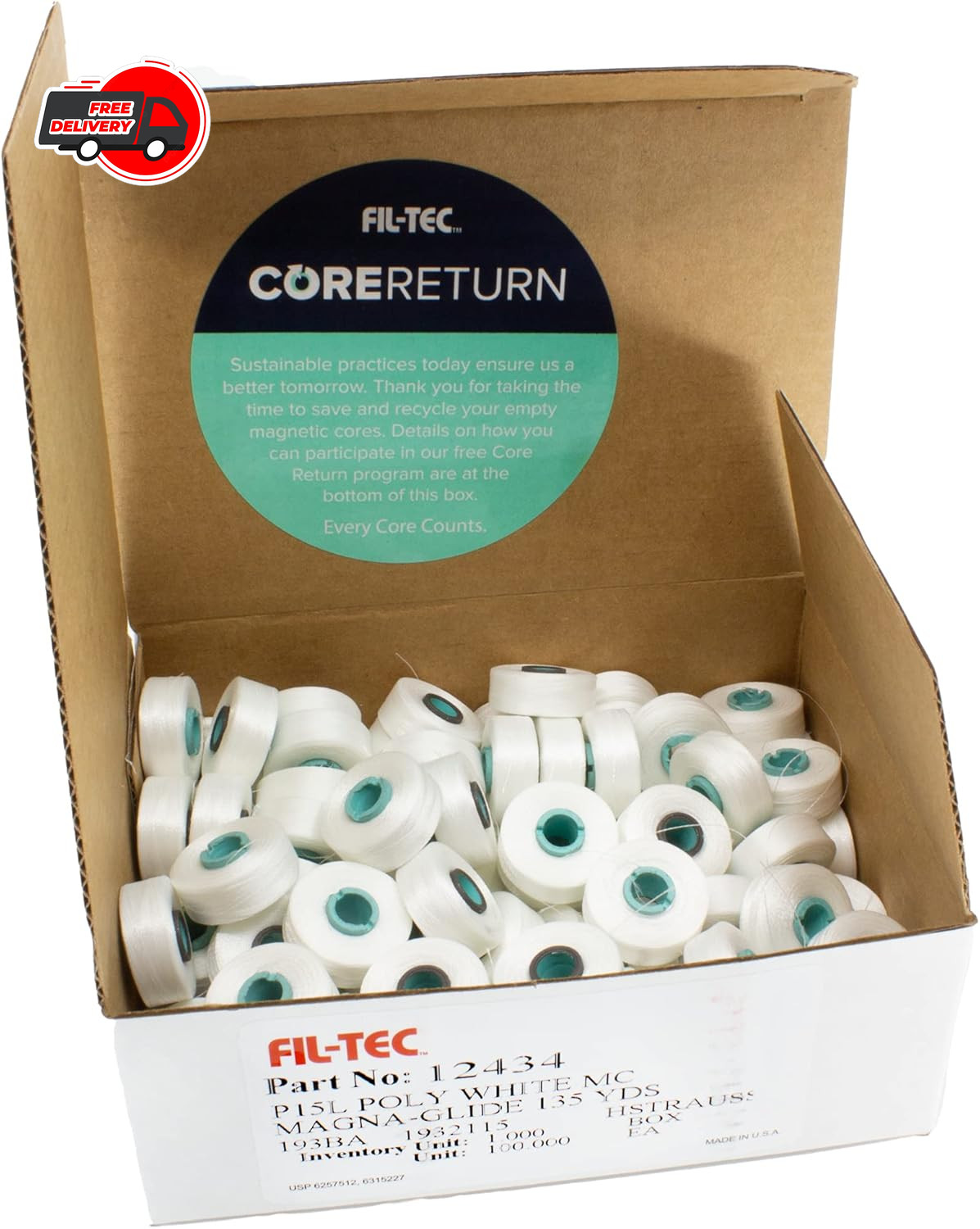 Magna Glide Classic Magnetic Core Embroidery Bobbins White Polyester 135yd 20 Ct