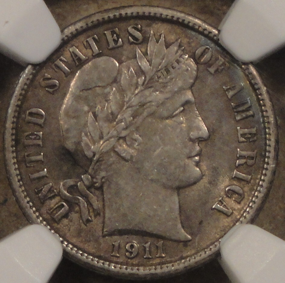 1911 Barber Dime 10c NGC Certified AU55