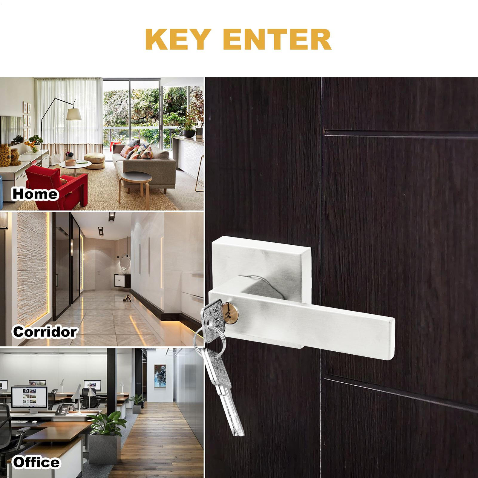 Heavy Duty Square Passage Door Levers Interior Door Handles Silver 12 Pack
