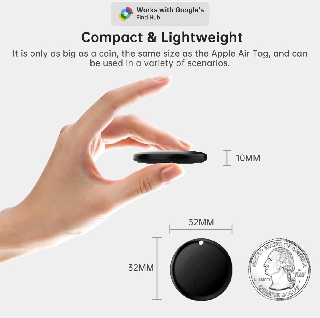 Loshall Smart Bluetooth Finder Tag- Works w/ Android / Google Find Device Black