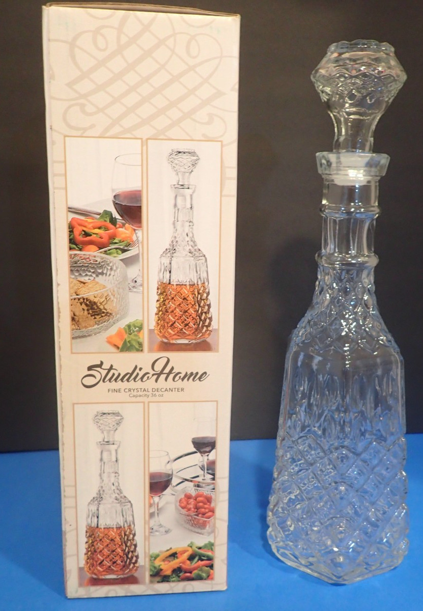 Godinger Studio Home Fine Crystal Decanter Handmade 36 OZ NIB