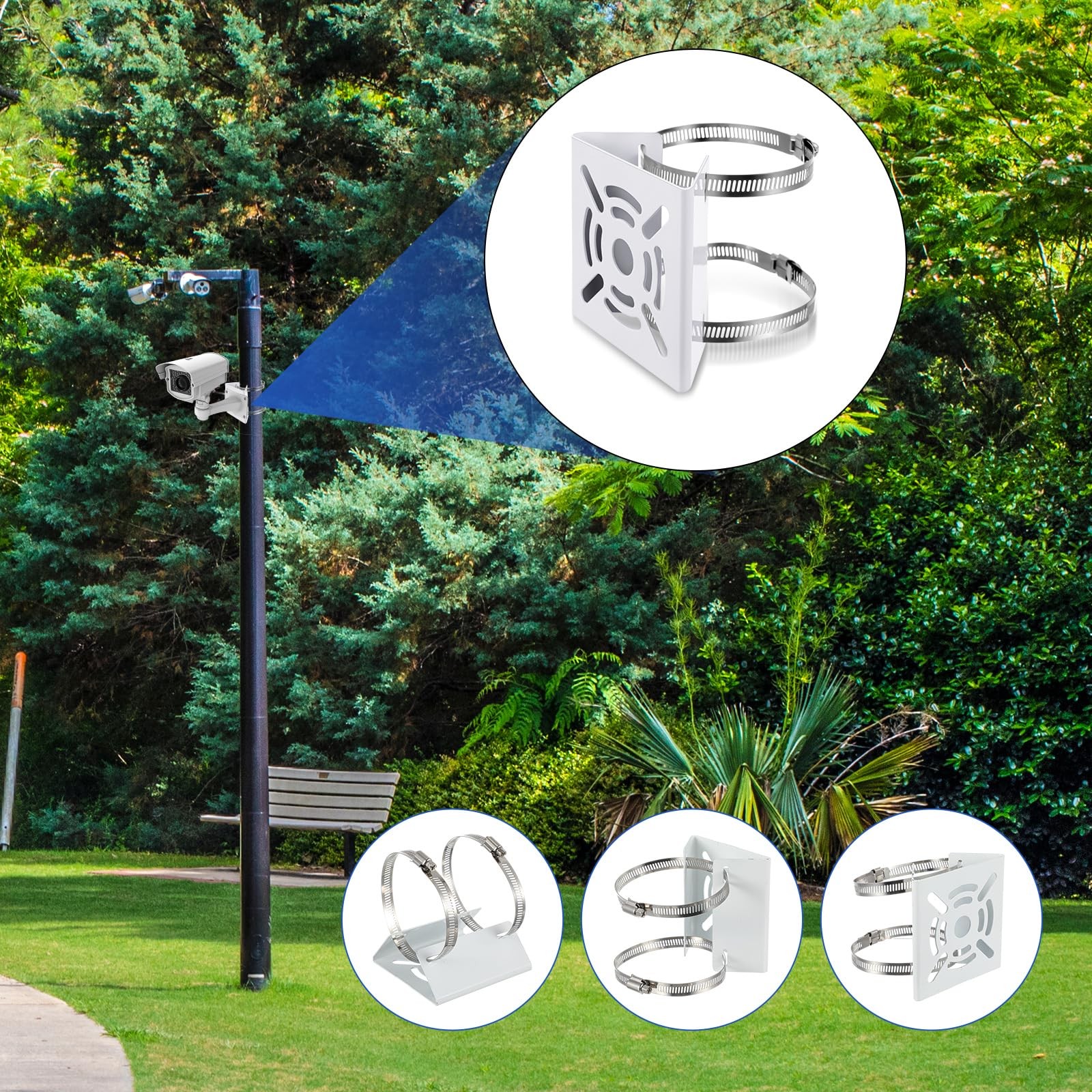 MorningRo 6 Pcs Universal Vertical Pole Mount for Security Camera Wall White