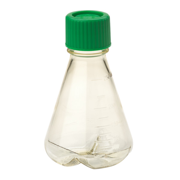 CELLTREAT 250mL Erl. Flask, PC, Vent Cap, Baffled Bottom, 12/Case, S #229827