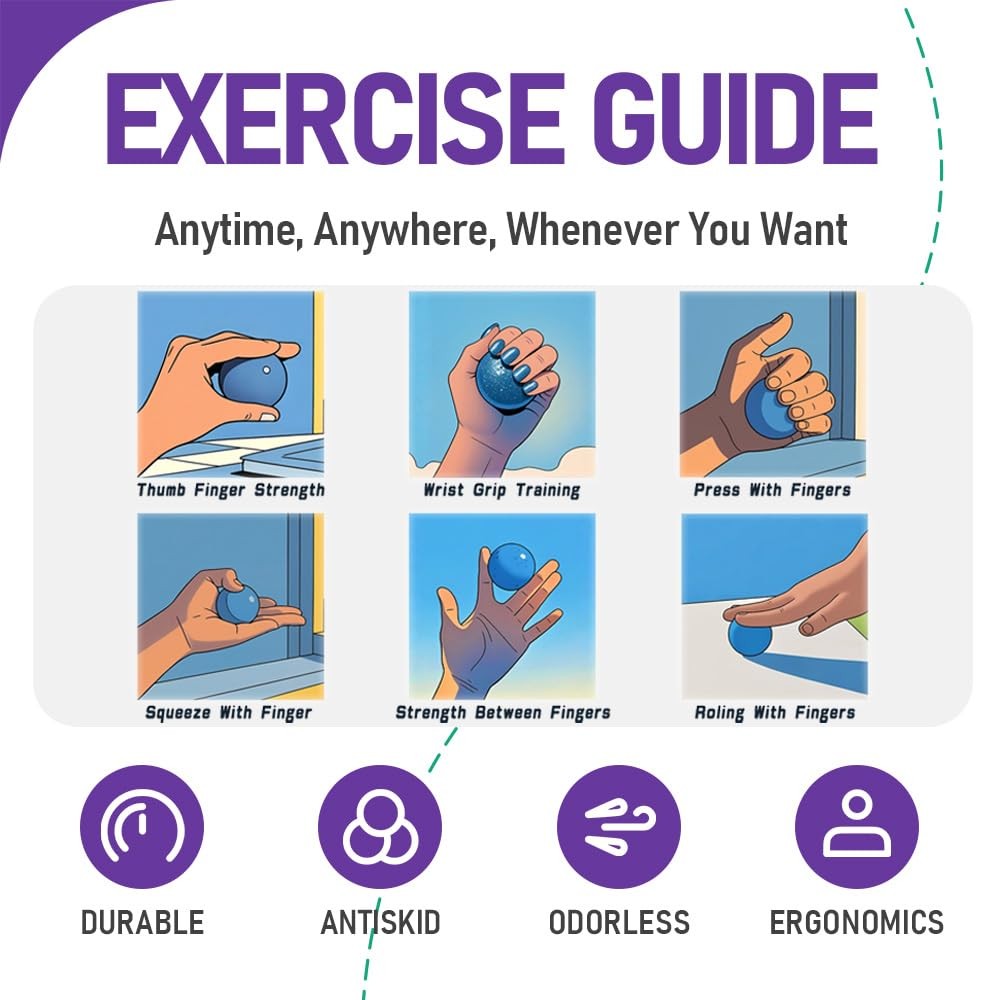 RIDEHILL 3 Pack Stress Balls for Adults Squeeze Balls for Hand Therapy Hand