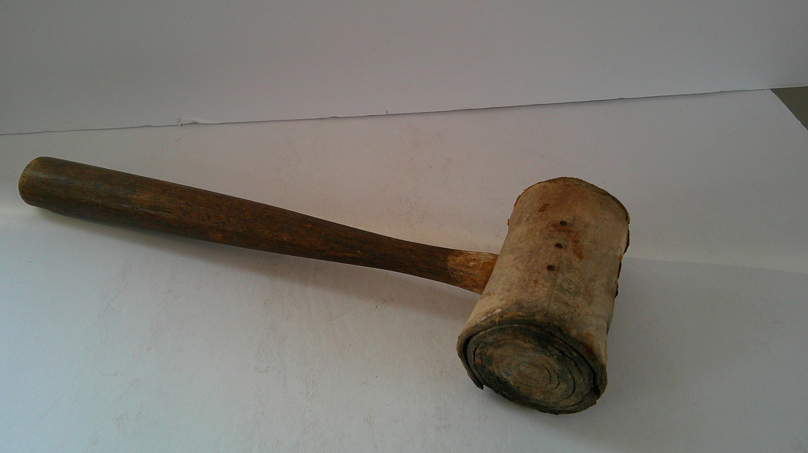 Vintage Non-Marring Rawhide Mallet Hardwood Handle
