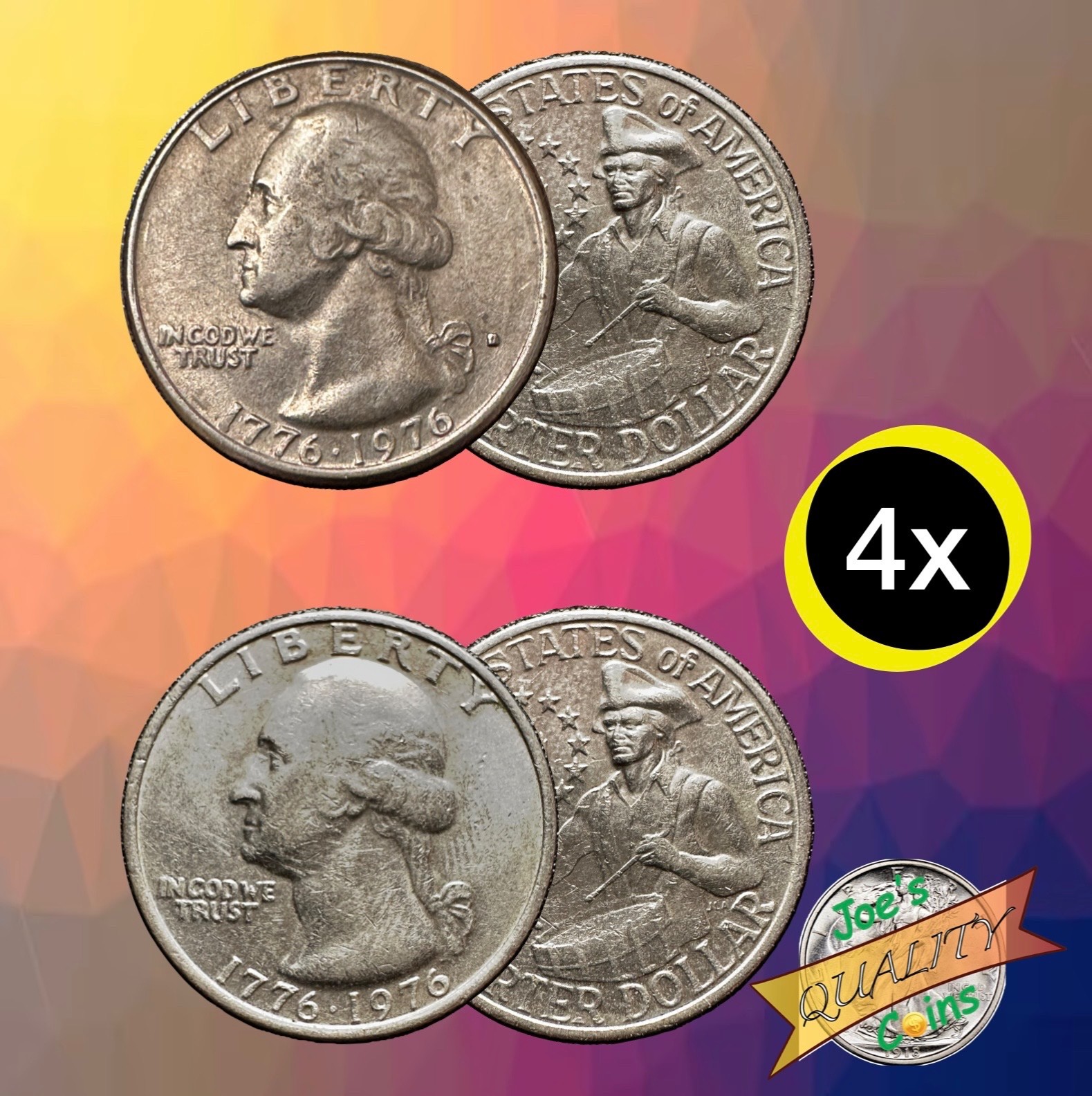 4 Set Circulated 1976 Bicentennial Quarter (2 P /  2 D)